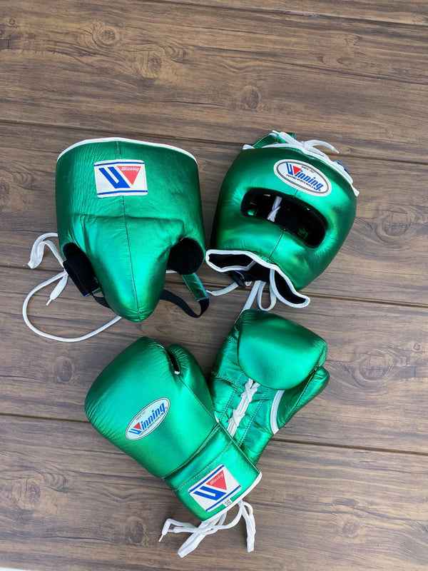 Winning Boxing Set Metallic Green  Sparring Set