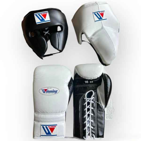 Winning Boxing Set White/Black Leather