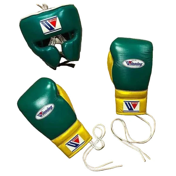 Winning Boxing Set Yellow/Green Leather