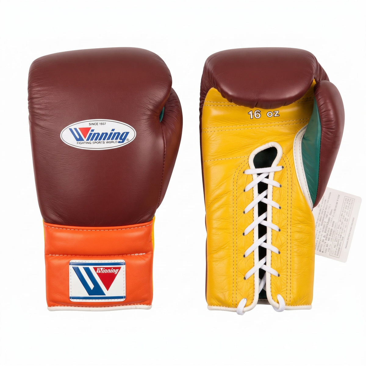 Winning Boxing Gloves Maroon/Yellow/Orange Lace-Up