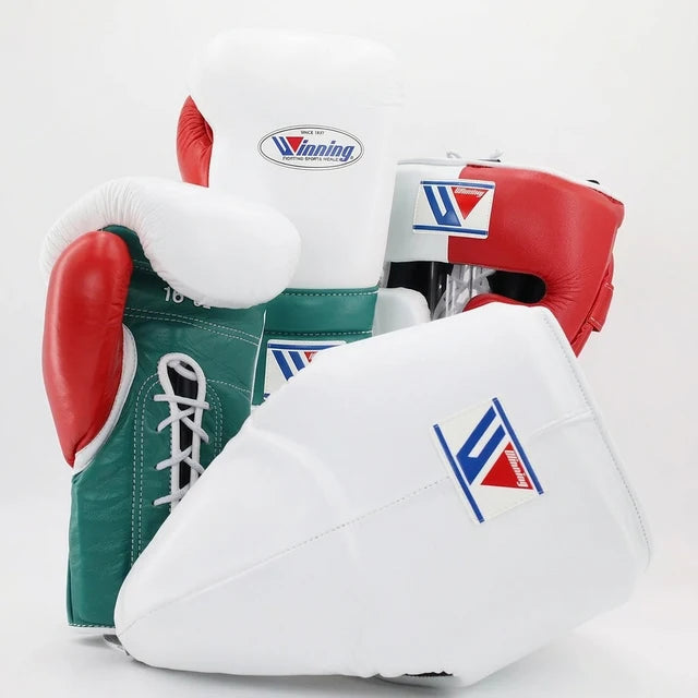 Winning Boxing Set White/Green/Red Leather