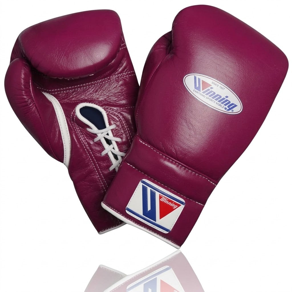 Winning Boxing Gloves Dark-Pink Lace-Up