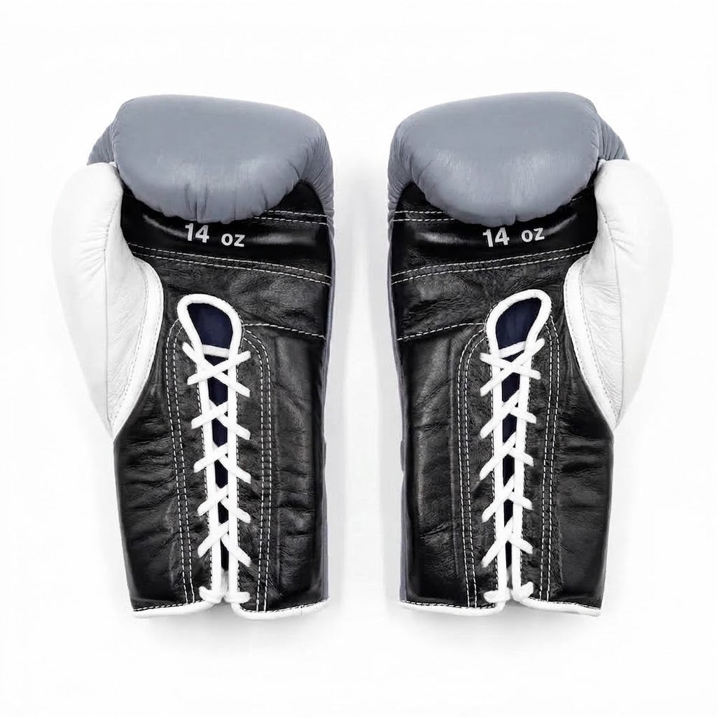 Winning Boxing Gloves Grey/Black/White Lace-Up