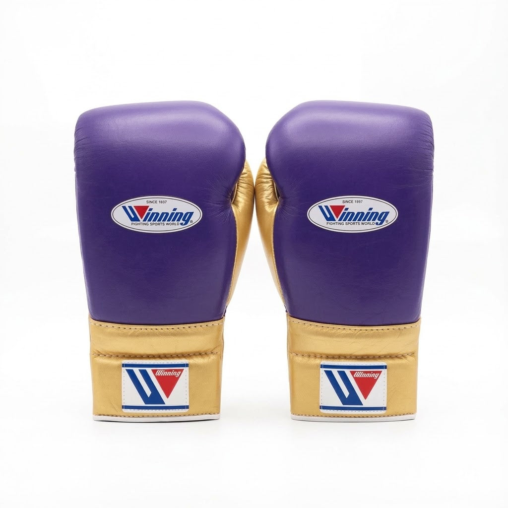 Winning Boxing Gloves Purple/Gold Lace-Up