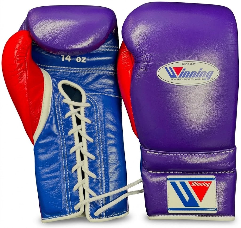 Winning Boxing Gloves Purple/Blue/Red Lace-Up