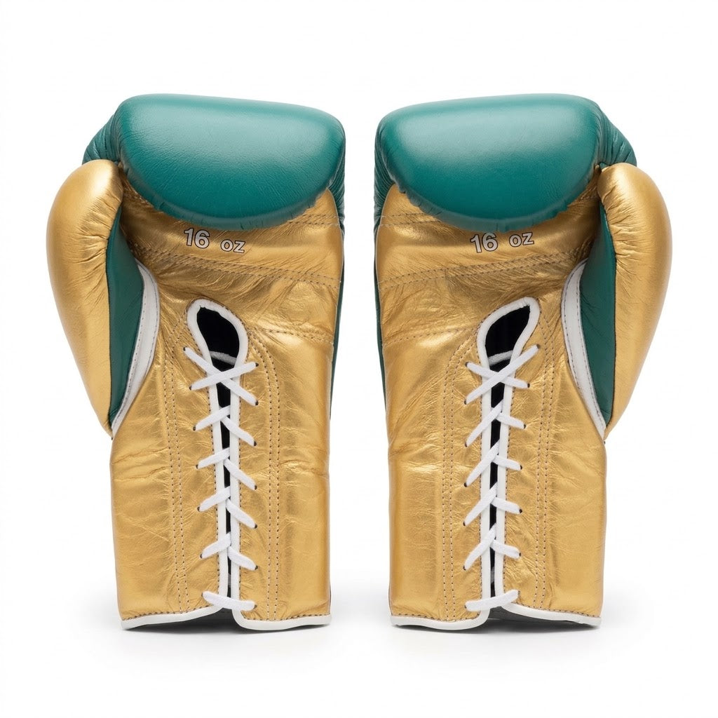 Winning Boxing Gloves Green/Gold Lace-Up