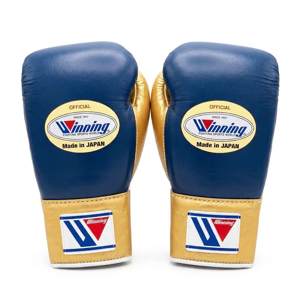 Winning Boxing Gloves Blue/Gold Lace-Up