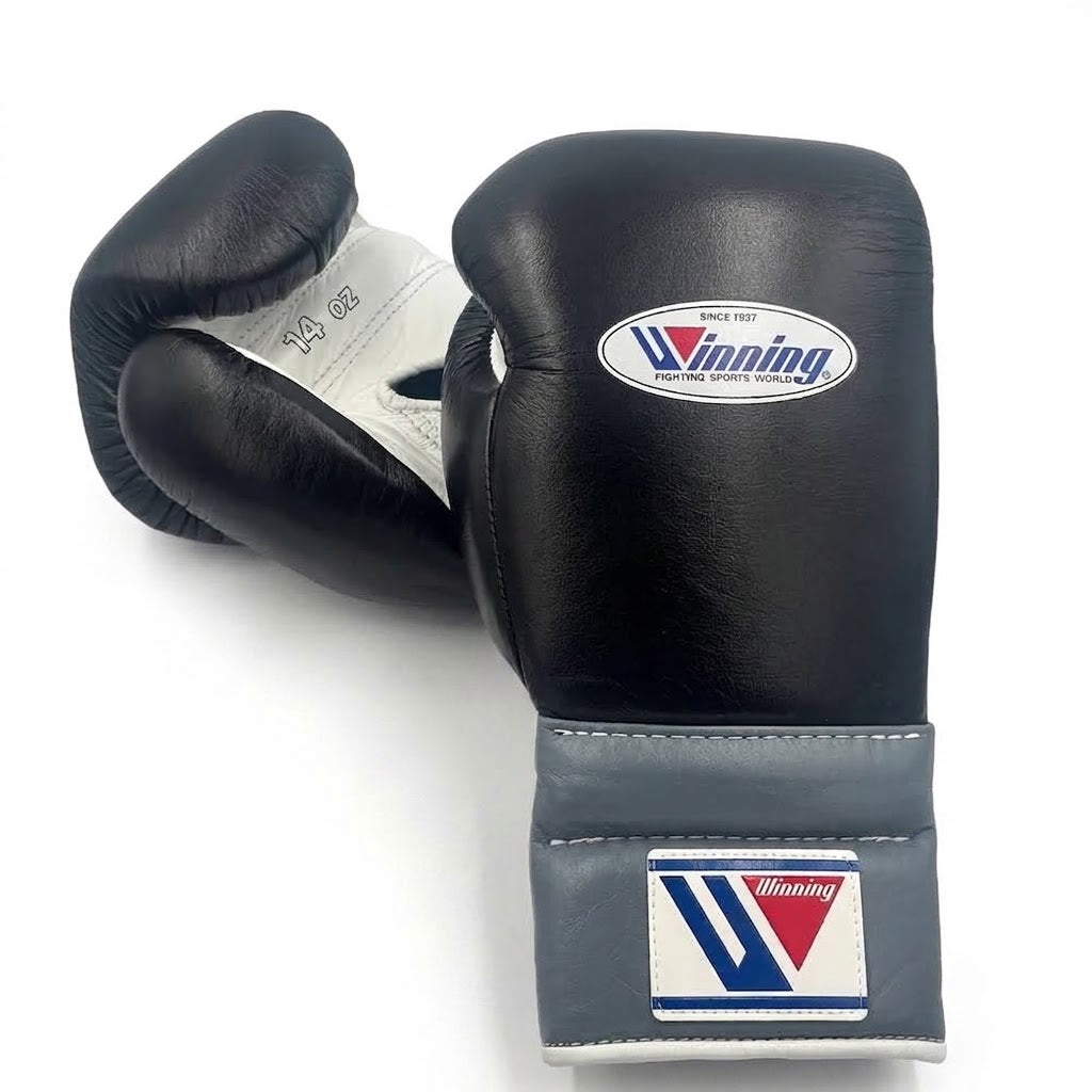 Winning Boxing Gloves Black/White/Grey Lace-Up
