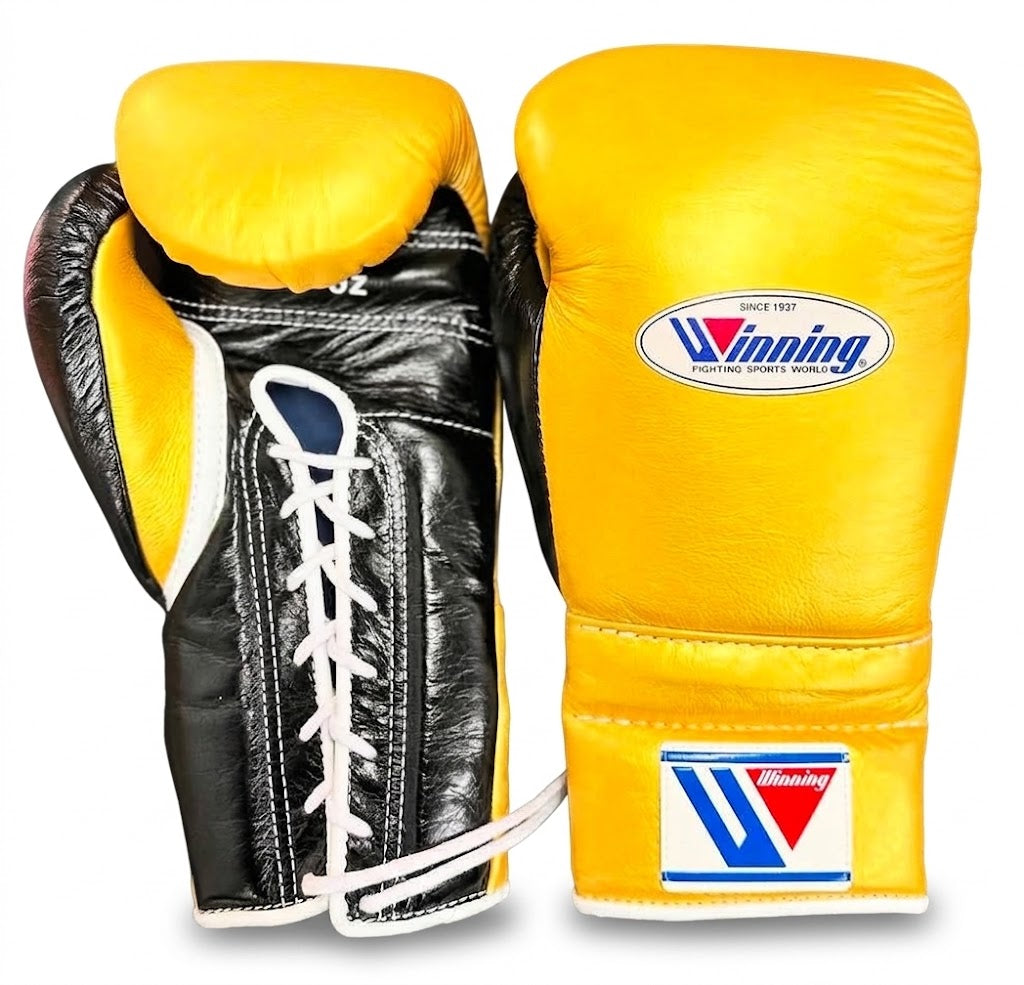 Winning Boxing Gloves Yellow/Black Lace-Up