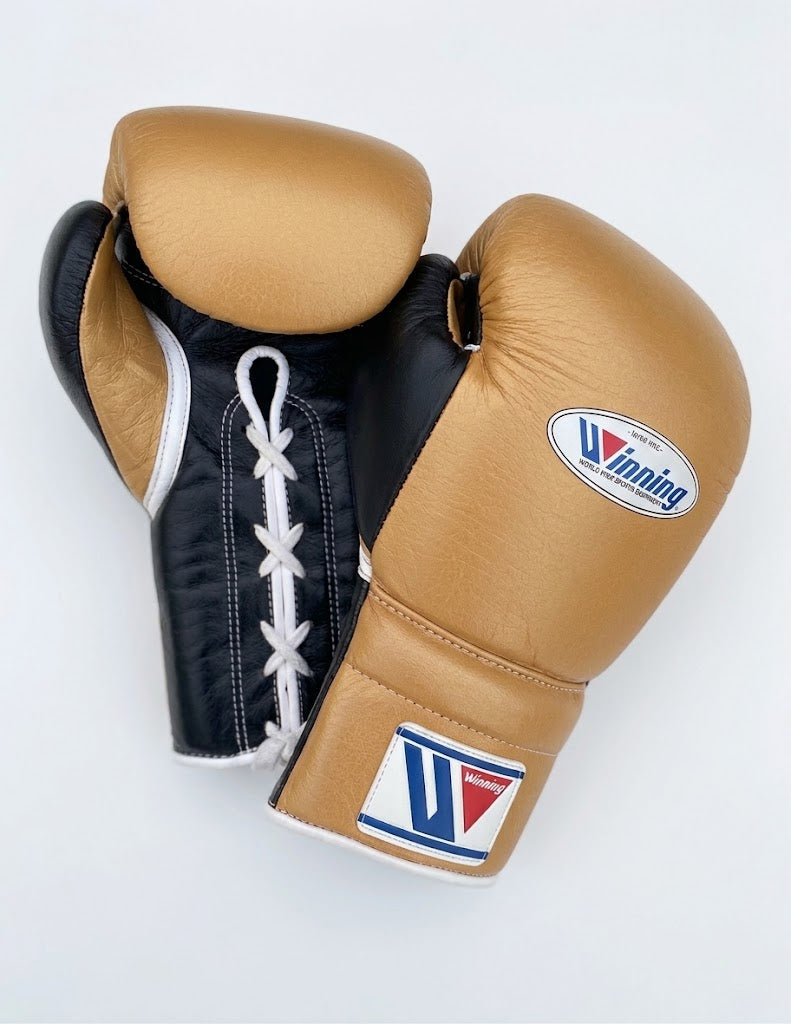 Winning Boxing Gloves Gold/Black Lace-Up