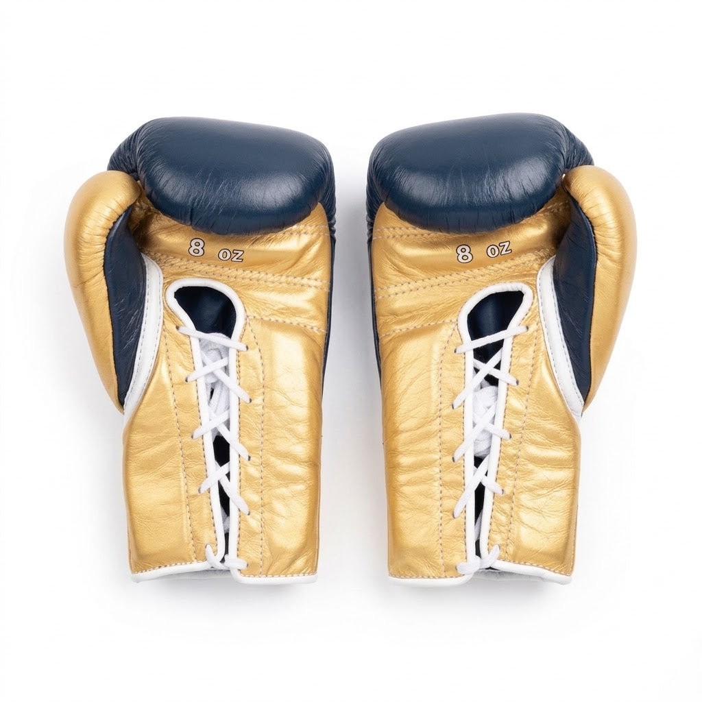 Winning Boxing Gloves Blue/Gold Lace-Up