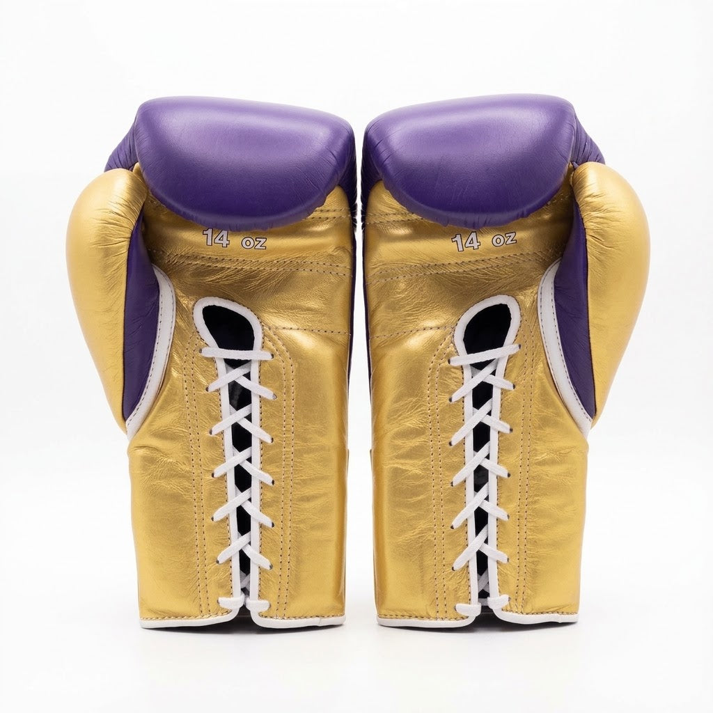 Winning Boxing Gloves Purple/Gold Lace-Up