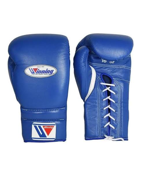 Winning Boxing Gloves Blue Lace up