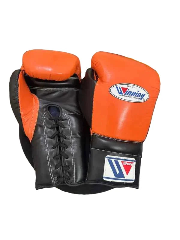 Winning Boxing Gloves Orange/Black Lace up