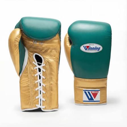 Winning Boxing Gloves Green/Gold Lace-Up
