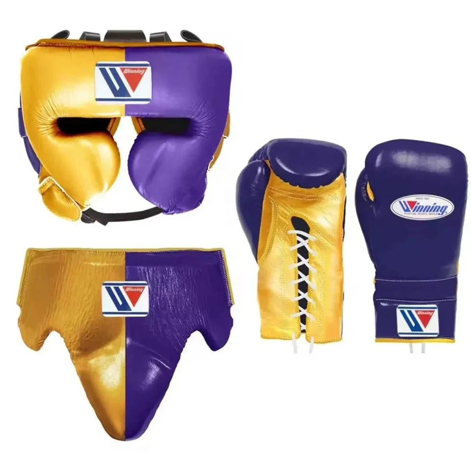 Winning Boxing Set Purple/Gold Leather