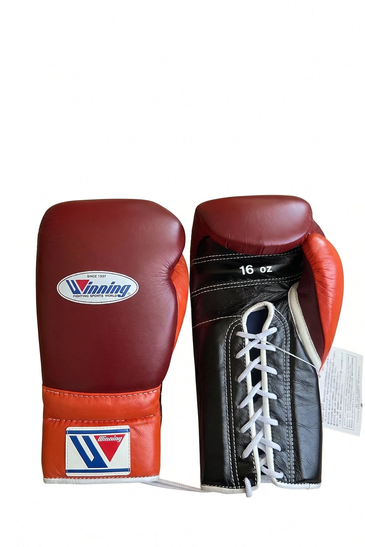 Winning Boxing Gloves Maroon/Black/Orange Lace-Up