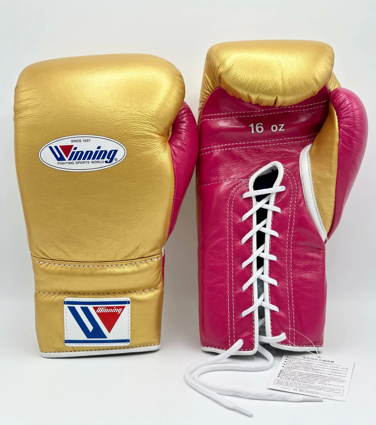 Winning Boxing Gloves Gold/Pink Lace-Up