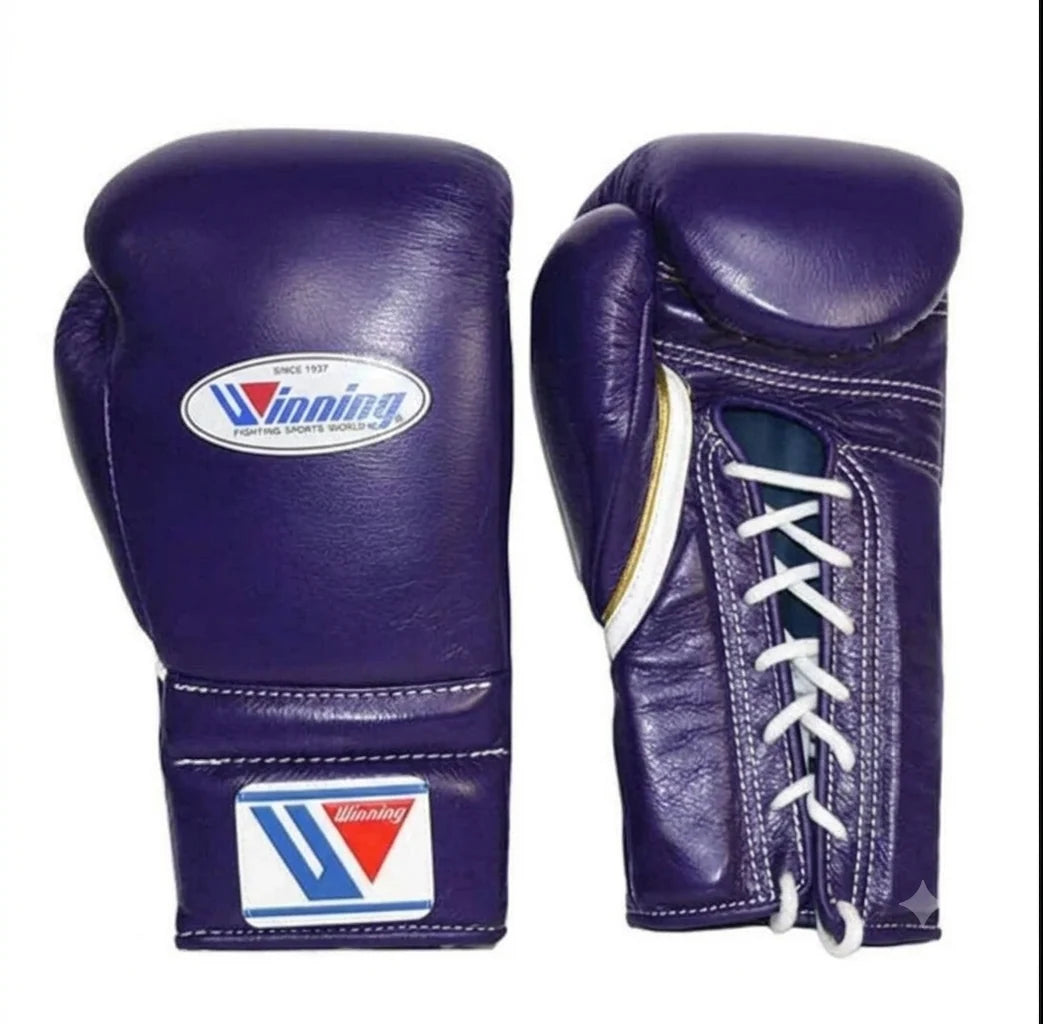 Winning Boxing Gloves Purple Lace-Up