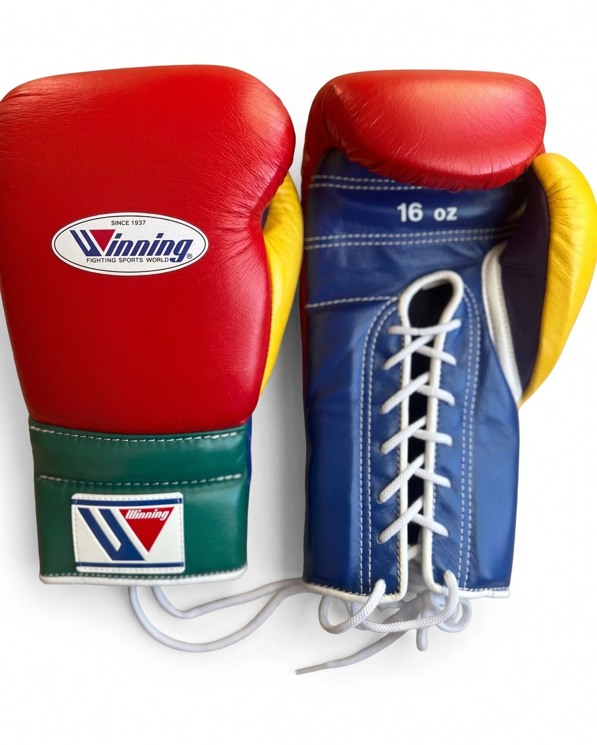 Winning Boxing Gloves Red/Blue/Yellow Lace-Up