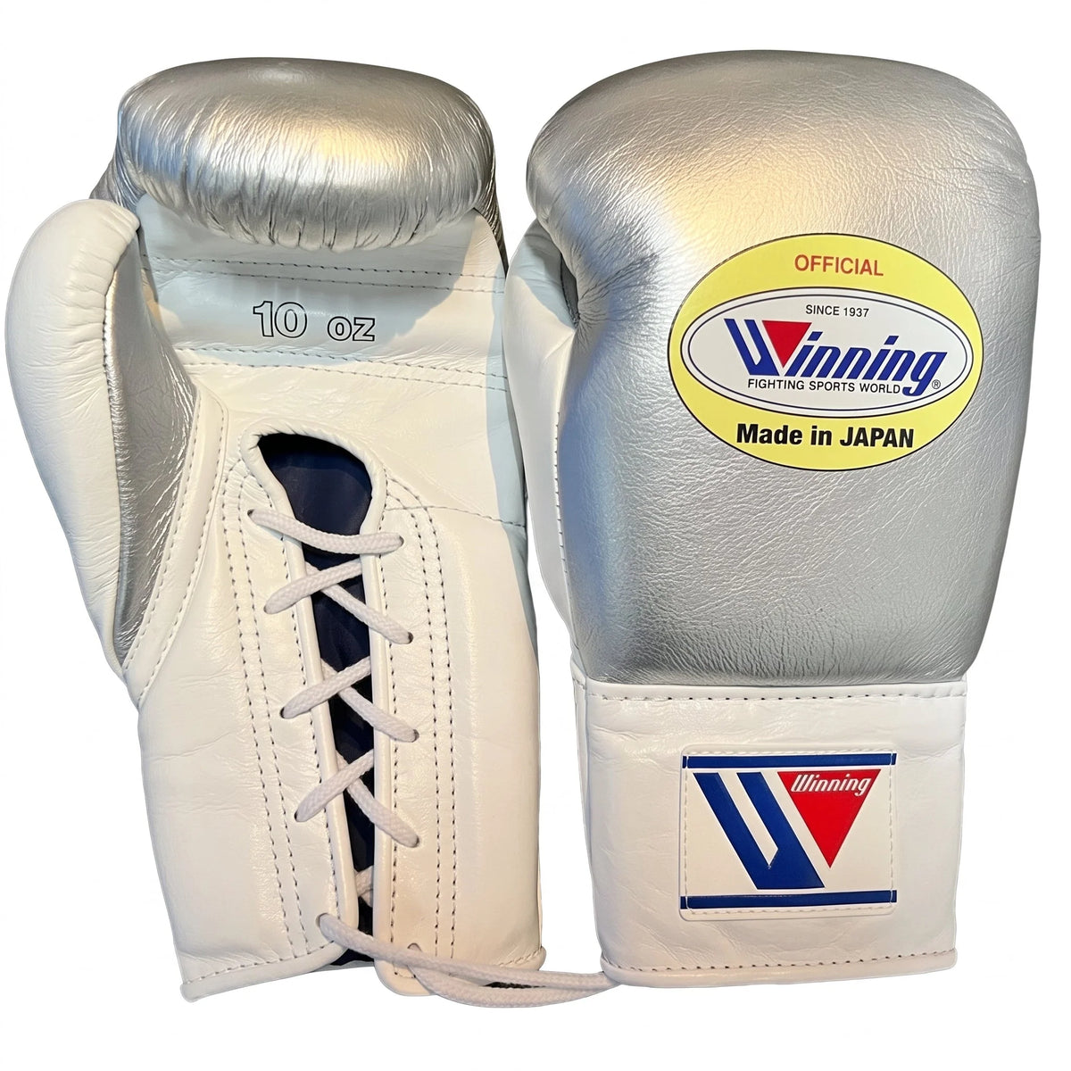 Winning Boxing Gloves Silver/White Lace-Up