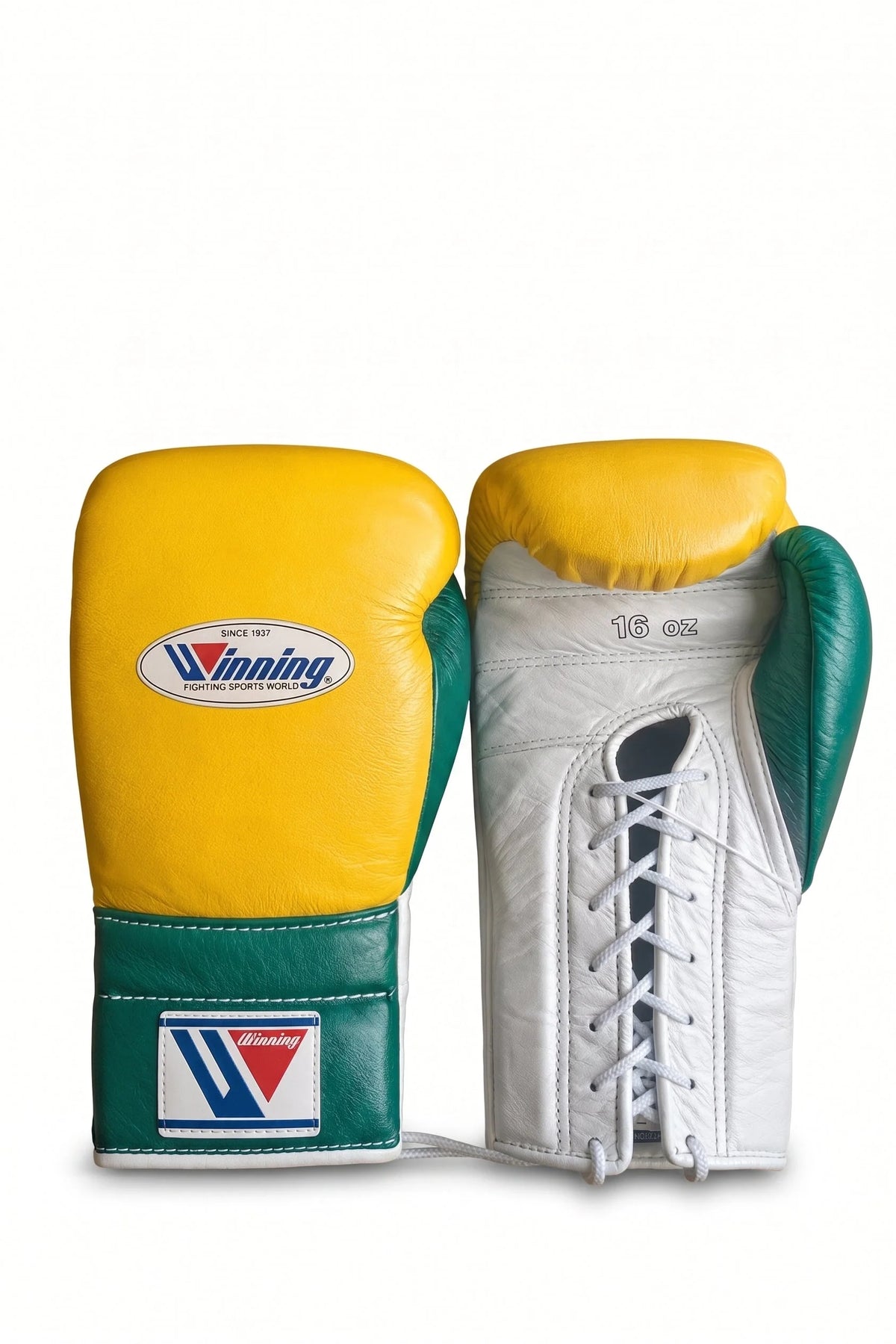 Winning Boxing Gloves Yellow/White/Green Lace-Up