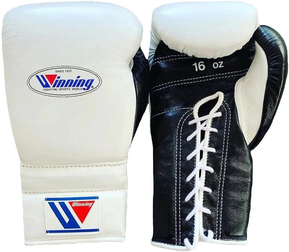 Winning Boxing Gloves White/Black Lace-Up