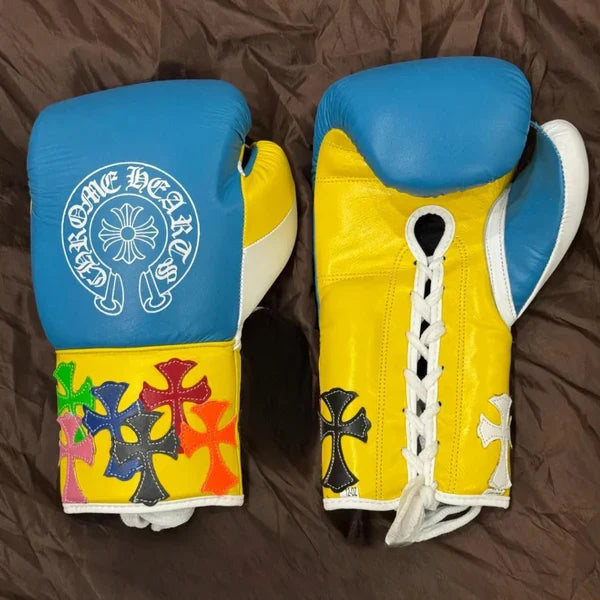 Winning Boxing Gloves Blue/Yellow Chrome Heart Style Customization