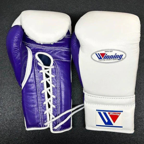 Winning Boxing Gloves White/Purple Custom Made