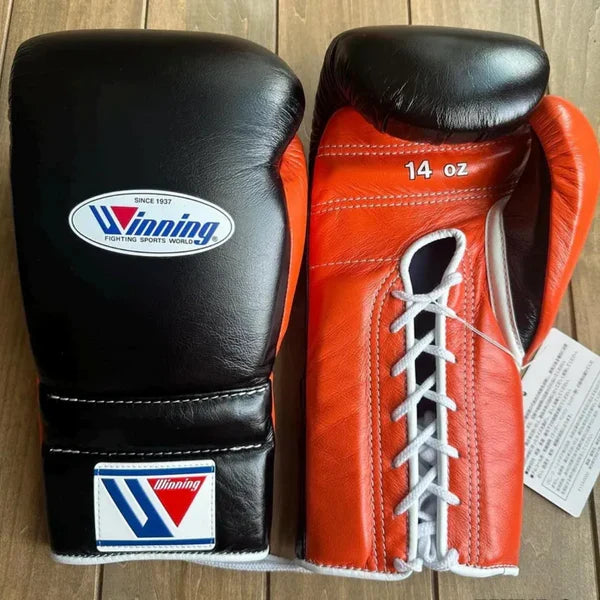 Winning Boxing Gloves Black/Orange Custom Made