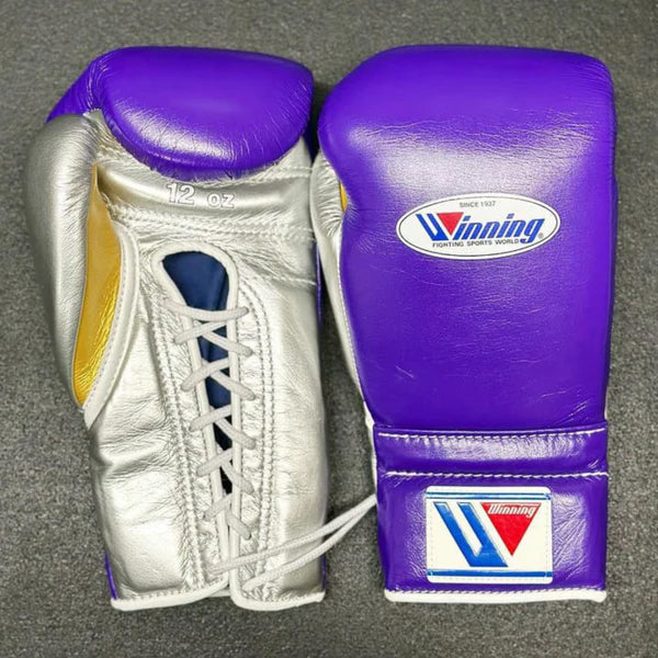 Winning Boxing Gloves Purple/Silver/Gold Custom Made