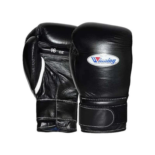 Winning Boxing Gloves Black Velcro Custom